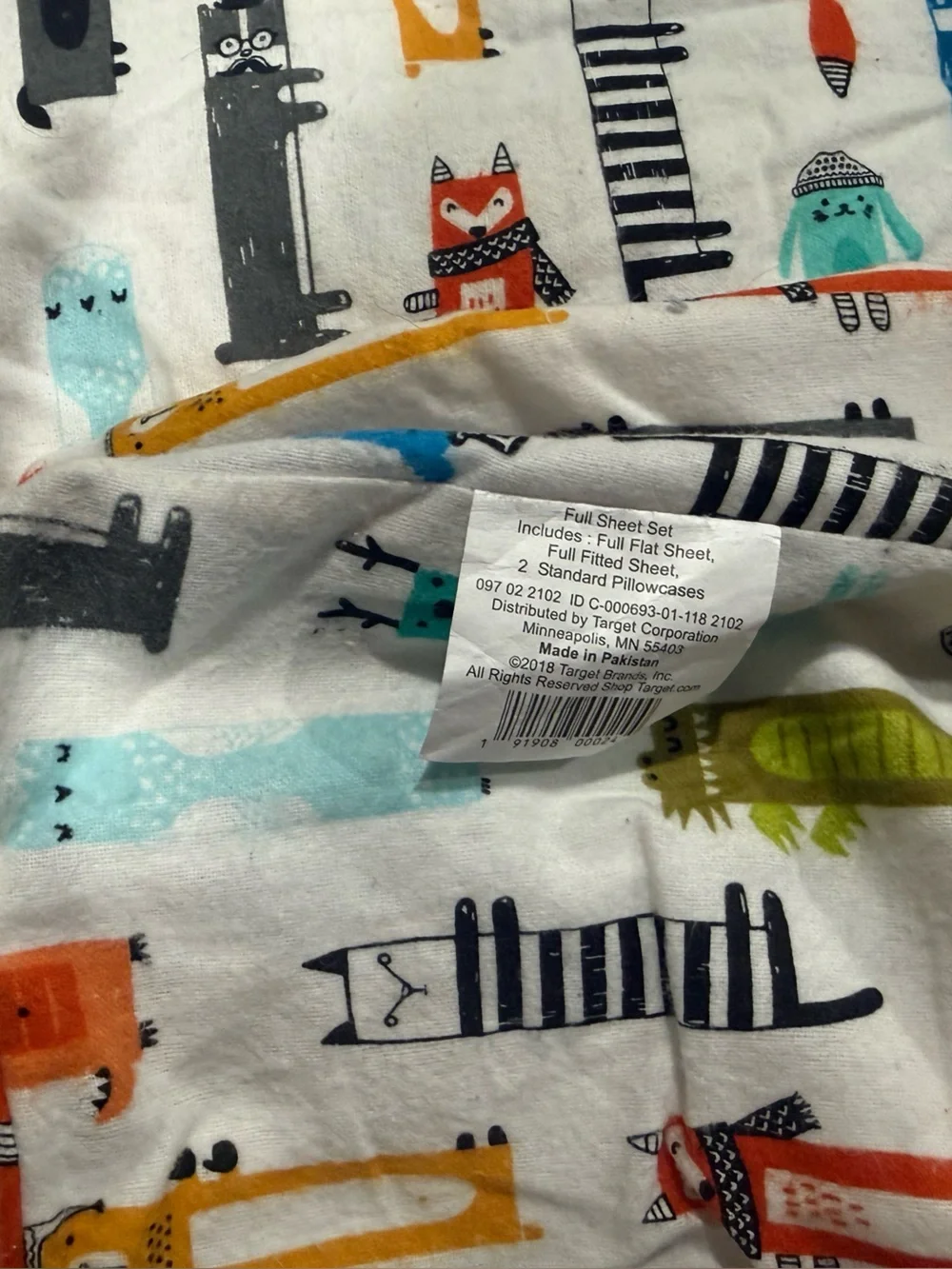Pillowfort Kids Sheet Set with Colorful Animal Stripe Characters